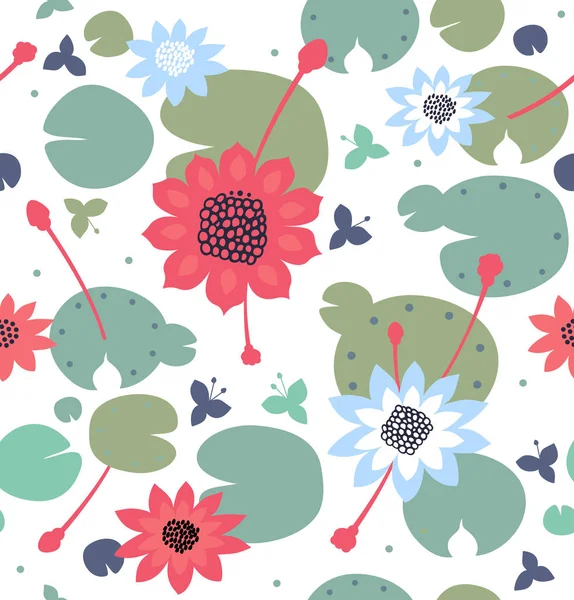 Texture florale avec nénuphars — Image vectorielle
