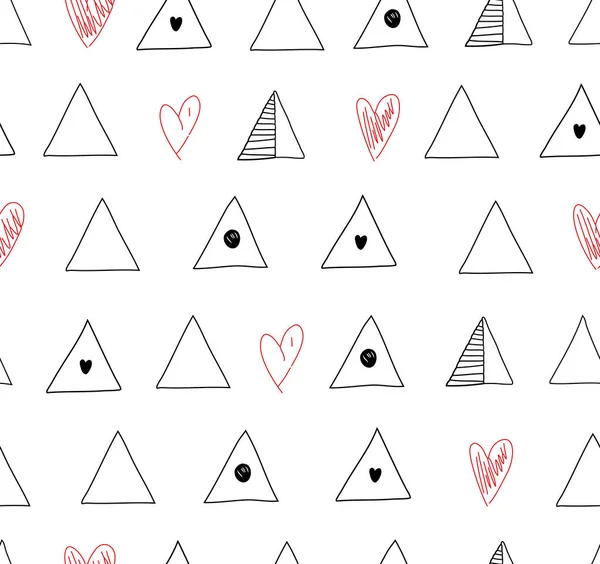 Háromszögek és a szív mintával — Stock Vector