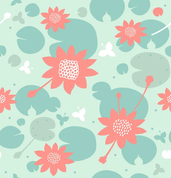 Texture florale avec nénuphars — Image vectorielle