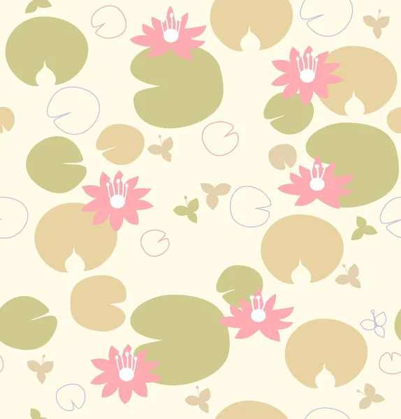 Florale Textur mit Seerosen — Stockvektor