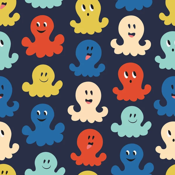 Patroon met cartoon octopussen — Stockvector