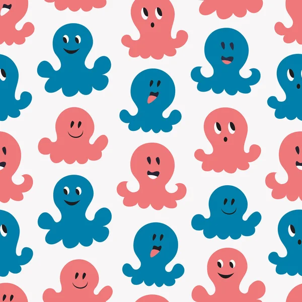 Patroon met cartoon octopussen — Stockvector