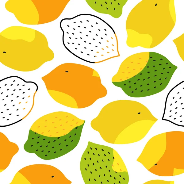 Pattern with lemons, lime, oranges — Stock Vector