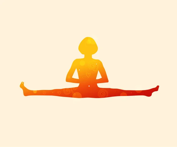 Silueta femenina en posición de yoga — Vector de stock