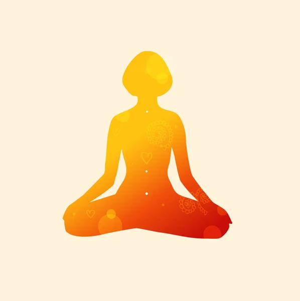 Frau in Yoga-Lotusposition — Stockvektor