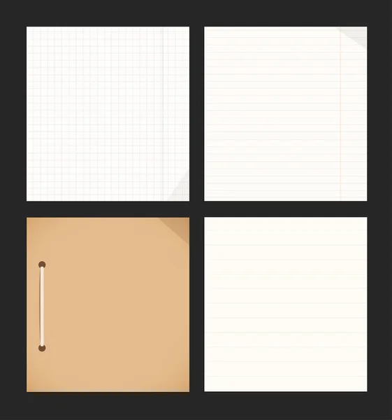 Toile de fond avec cahier et feuilles de copybook — Image vectorielle
