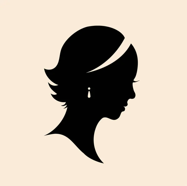 Vintage femme tête silhouette — Image vectorielle