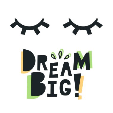 Büyük bir rüya. İskandinav minimalist tarzda dekoratif öğeler. Vektör çizim