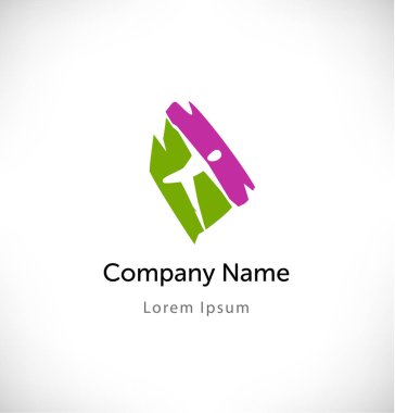 Şık çizilmiş adam siluet ile logo vektör. İzole simgesi, işaret, logo kavramı