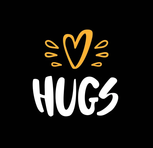 Hugs Love Vector Lettering Banner Calligraphy Poster Warm Wishes Poster — Stock Vector