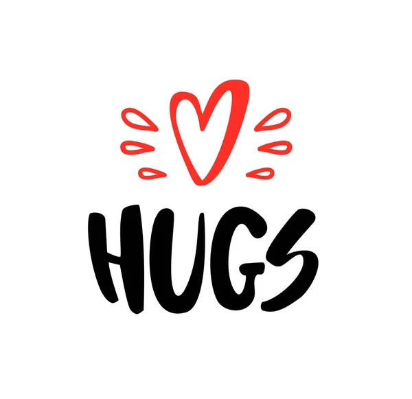 Hugs Love Vector Lettering Banner Calligraphy Poster Warm Wishes Poster — Stock Vector