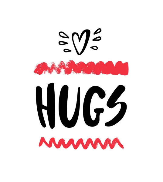 Hugs Love Vector Lettering Banner Calligraphy Poster Warm Wishes Poster — Stock Vector