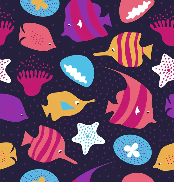 Fond avec des poissons colorés — Image vectorielle