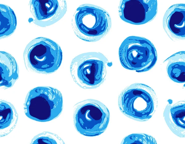 Χωρίς Ραφή Πρότυπο Μπλε Ακουαρέλα Κύκλους Φόντο Συμένος Μελάνι Λεκέδες — Διανυσματικό Αρχείο