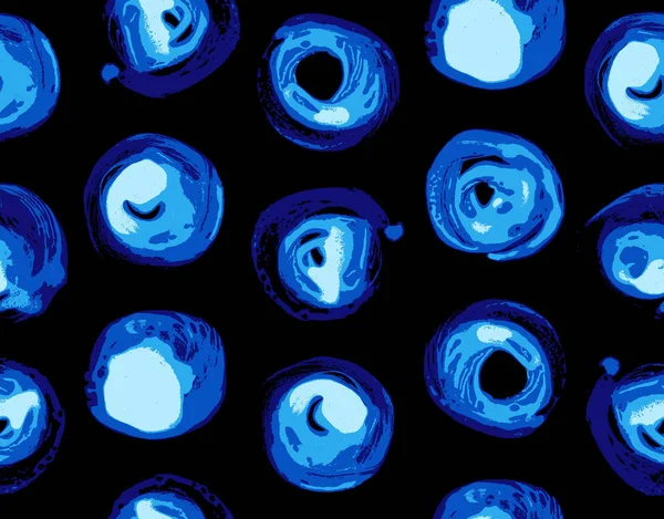 Бесшовный Узор Голубыми Акварельными Кругами Фон Чернильными Пятнами Декоративная Векторная — стоковый вектор