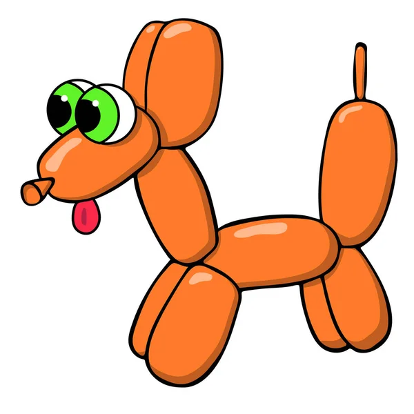 Perro globo naranja con ojos de dibujos animados perro para la fiesta. ilustración de vector aislado — Vector de stock