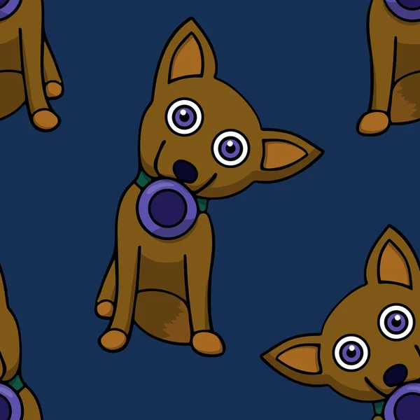 Σκύλος με ένα μπολ στο στόμα του χωρίς ραφή μοτίβο. εικονογράφηση φορέα κινουμένων σχεδίων — Διανυσματικό Αρχείο
