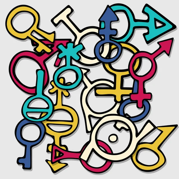 Different multicolored gender symbols. vector illustration — ストックベクタ
