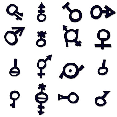 set of different gender symbols in doodle style. White background isolated vector illustration