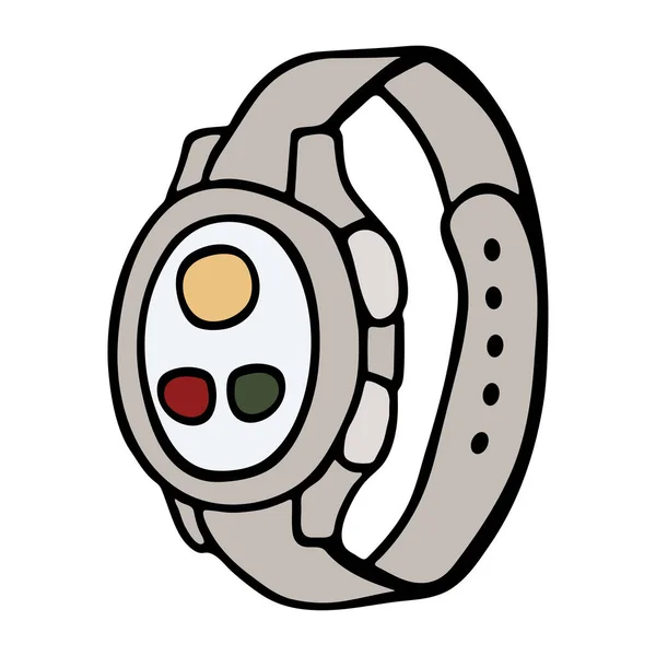 Fitness tracker slim horloge, cartoon doodle vector stijl ontwerp. Modern stijlvol draagbaar apparaat. geïsoleerde illustratie — Stockvector
