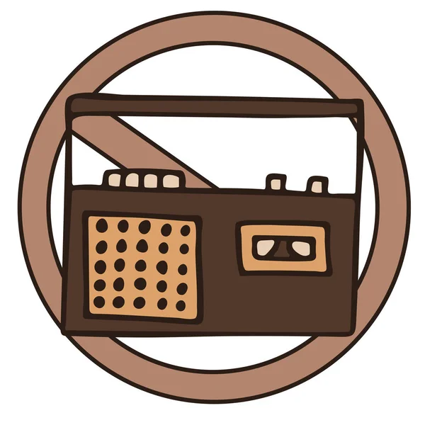 Banir retro desenho animado de rádio sobre fundo branco. ilustração isolada do vetor doodle — Vetor de Stock