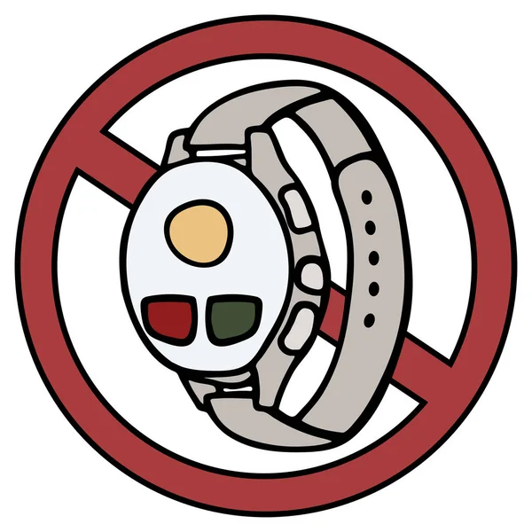 Fitness tracker smart watch ban, desenho animado estilo vetor doodle. Dispositivo wearable elegante moderno. ilustração isolada —  Vetores de Stock