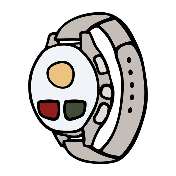 Fitness tracker relógio inteligente, desenho animado doodle design de estilo vetorial. Dispositivo wearable elegante moderno. ilustração isolada —  Vetores de Stock