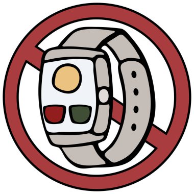 Fitness tracker smart watch ban, cartoon doodle vector style. Modern stylish wearable device. isolated illustration