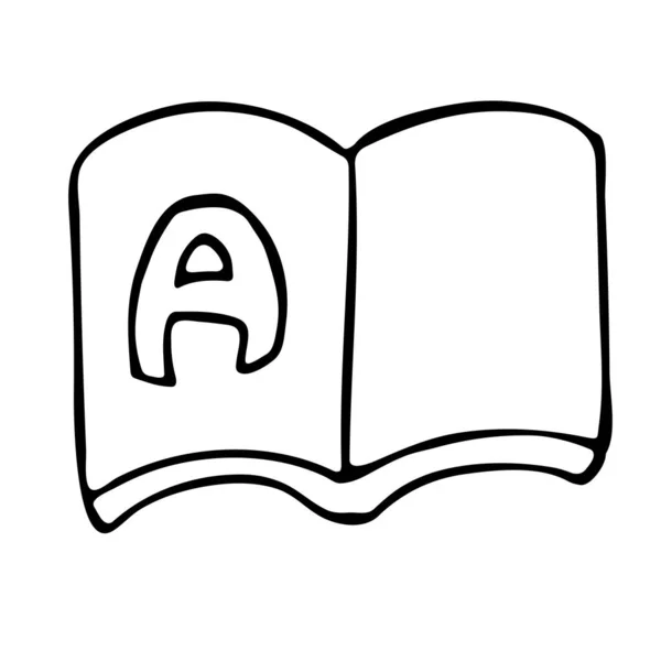 Abc Boek Basisonderwijs Icoon Doodle Stijl Witte Achtergrond Geïsoleerde Voorraad — Stockvector