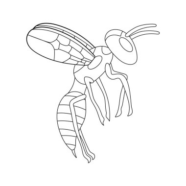 Çizgi film uçan eşekarısı çizgisi. beyaz arkaplan izole hisse vektörü çizimi