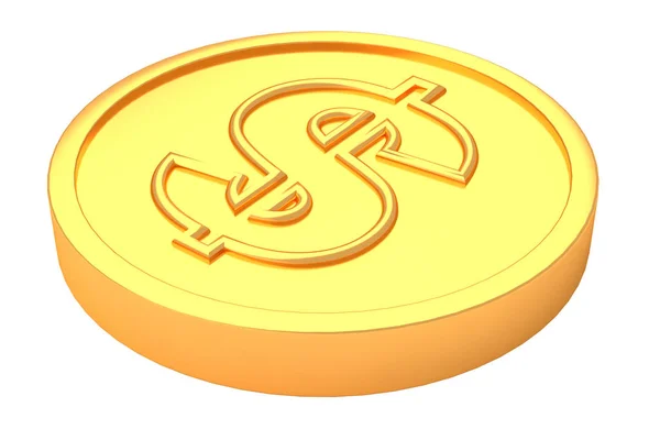 Moneta d'oro con simbolo dollaro. rendering 3d . — Foto Stock