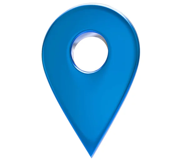 Blauer Kartenzeiger 3D-Pin. Ortssymbol isoliert auf weißem Hintergrund. Webstandort, Zeiger. 3D-Darstellung. — Stockfoto