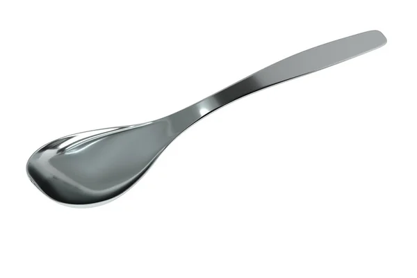 Metal chrome spoon on a white background, 3d illustration. — ストック写真