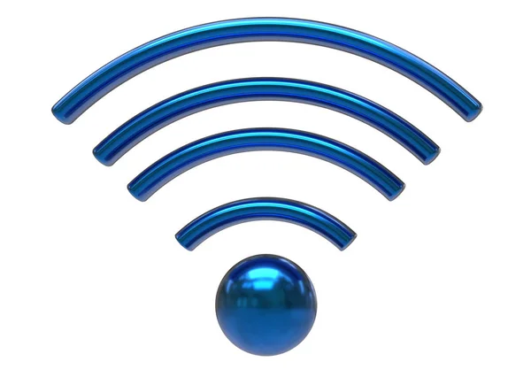 Signo azul wi-fi sobre fondo blanco. Visualización 3D aislada . — Foto de Stock