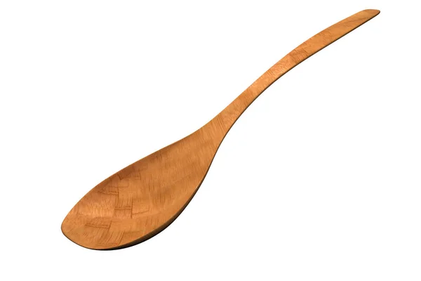 Drewniana łyżka na białym tle, ilustracja 3d. — Zdjęcie stockowe