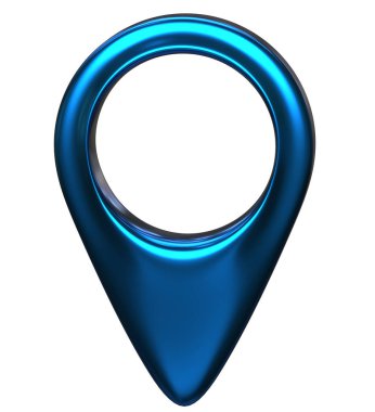 Mavi harita işaretleyicisi 3D pin. Konum sembolü beyaz arkaplanda izole edildi. Web konum noktası, işaretçi. 3d oluşturma.