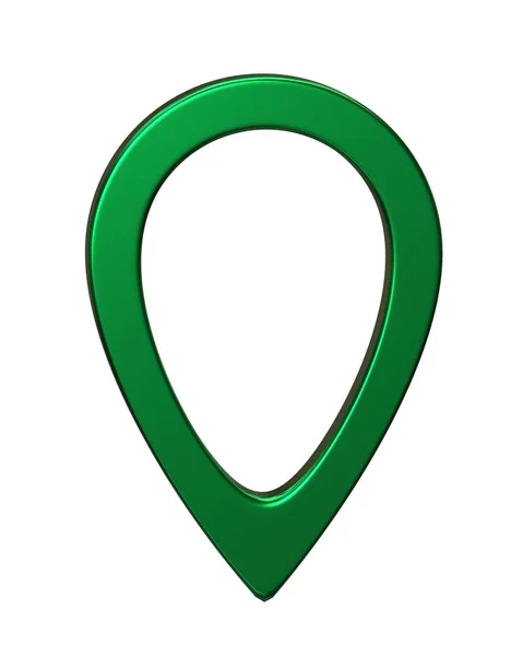 Grüner Kartenzeiger 3D-Pin. Ortssymbol isoliert auf weißem Hintergrund. Webstandort, Zeiger. 3D-Darstellung. — Stockfoto
