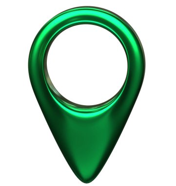 Yeşil harita işaretleyicisi 3D pin. Konum sembolü beyaz arkaplanda izole edildi. Web konum noktası, işaretçi. 3d oluşturma.