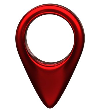 Kırmızı harita işaretleyicisi 3D pin. Konum sembolü beyaz arkaplanda izole edildi. Web konum noktası, işaretçi. 3d oluşturma.