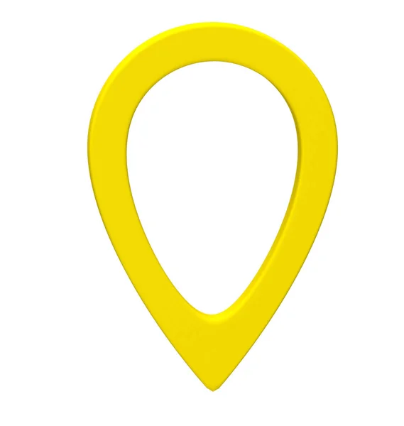 Gelber Kartenzeiger 3D-Pin. Ortssymbol isoliert auf weißem Hintergrund. Webstandort, Zeiger. 3D-Darstellung. — Stockfoto