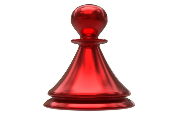 Pojedyncze czerwone klasyczne szachy pawn na białym tle na białym tle. renderowania 3D. — Zdjęcie stockowe