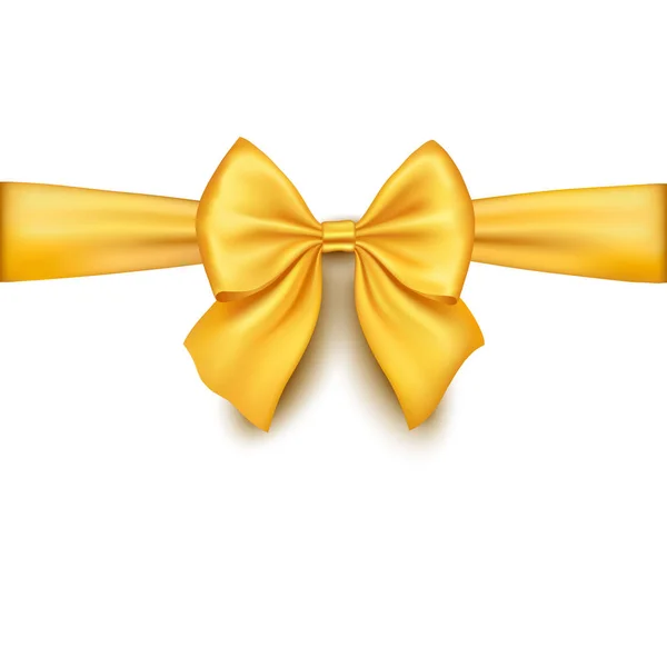Realistic gold bow isolated on white background. Ribbon. — Stock Vector