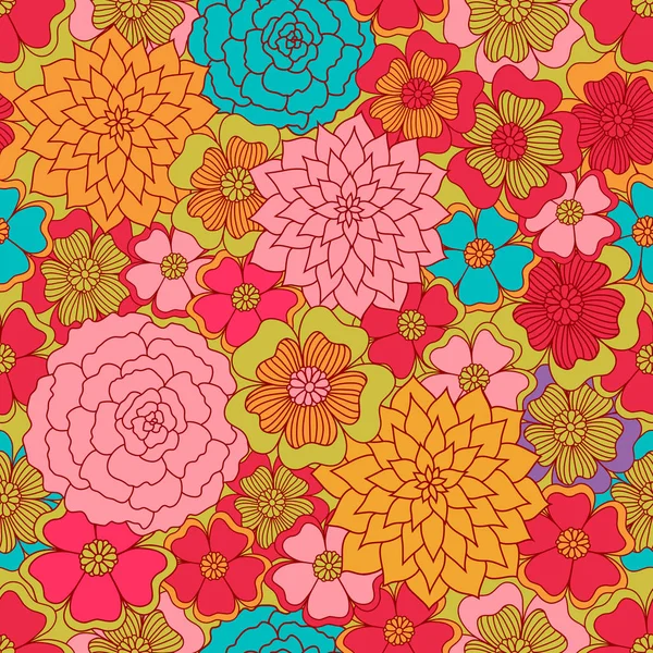 Patrón de color de la flor sin costuras. Fondo de primavera — Vector de stock