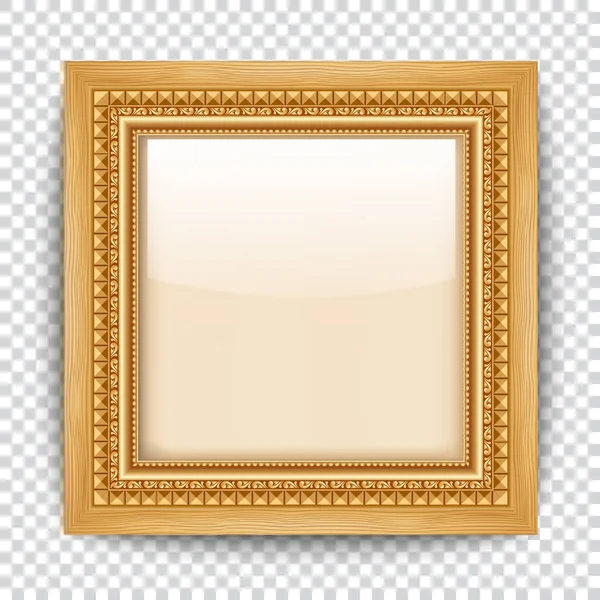 Empty gold frame on transparent background. wooden frame — Stock Vector