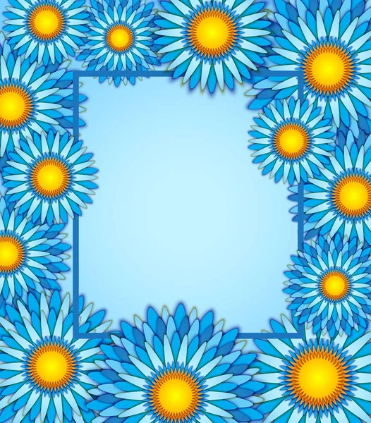 Marco floral, fondo primavera o verano, tarjeta de felicitación. Ilustración vectorial — Archivo Imágenes Vectoriales