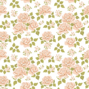 Sorunsuz gül deseni. Vintage çiçek arka plan. Vektör çizim doku