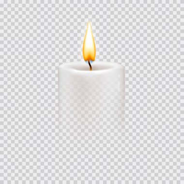 Yuvarlak silindirik mum ve yanan alevler. Vektör gerçekçi illüstrasyon