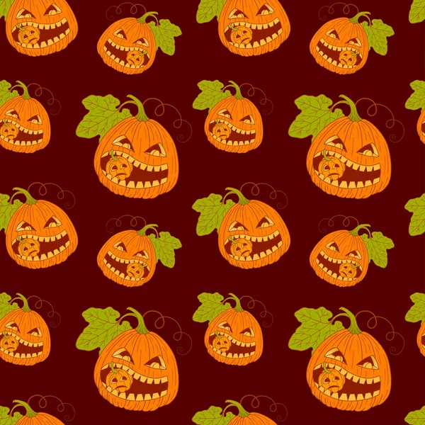 Naadloos patroon met halloween pompoenen. — Stockvector