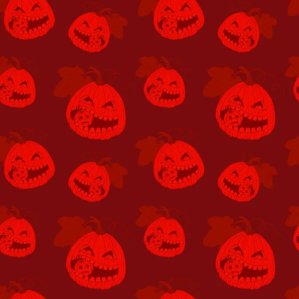 Naadloos patroon met halloween pompoenen. — Stockvector