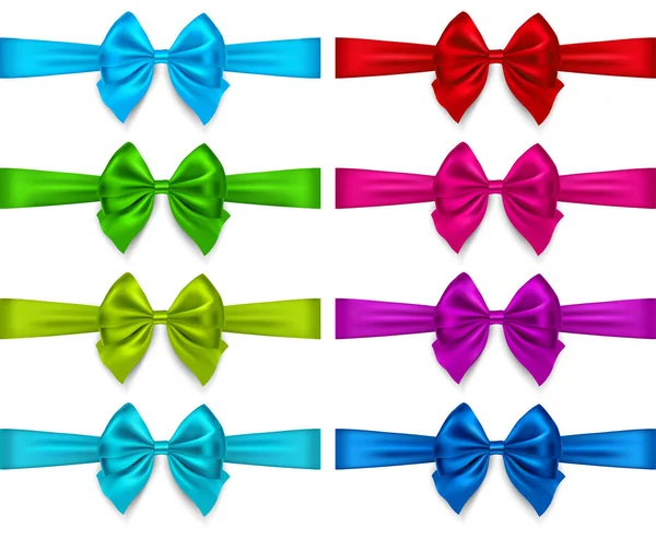 Colorful bows set, isolated on white background — Stock Vector